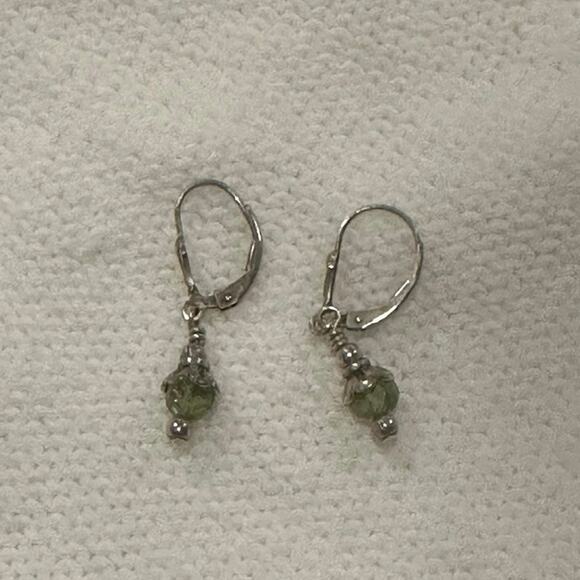 Sterling Silver Green Peridot Earrings - Picture 2 of 5